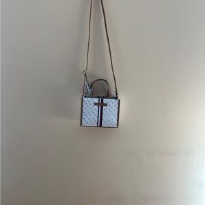 Elegant White and Brown Crossbody Bag